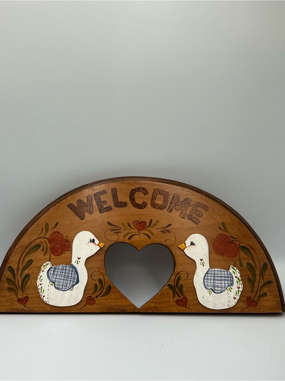 Welcome Wooden Wall Decor with White Geese Rustic Home Country Cottage Folk Art